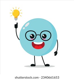 Cute smart bubble character. Funny foam got inspiration idea cartoon emoticon in flat style. bubble emoji vector illustration