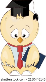 cute smart chick in a tie with a book