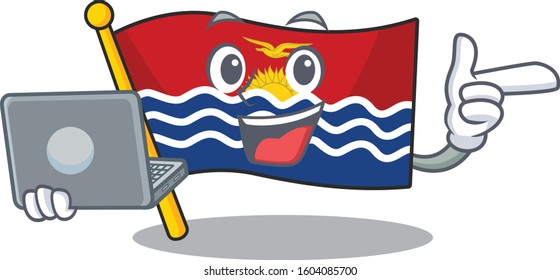 Cute and smart flag kiribati Scroll working with laptop