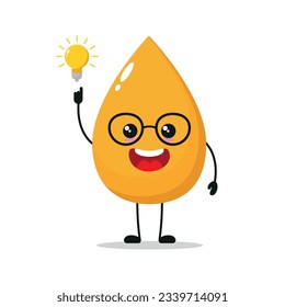 Cute smart gold drop character. Funny urine got inspiration idea cartoon emoticon in flat style. urine emoji vector illustration