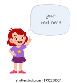 cute smart little girl speak with balloon chat