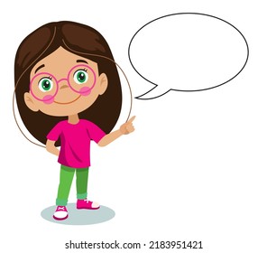 Cute Smart Little Girl Speak Balloon Stock Vector (Royalty Free ...