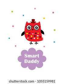cute smart owl daddy cartoon vector