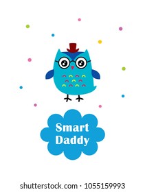 cute smart owl daddy cartoon vector