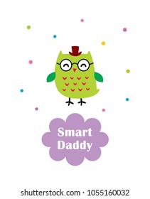 cute smart owl daddy cartoon vector