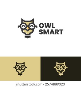 cute smart owl logo vector