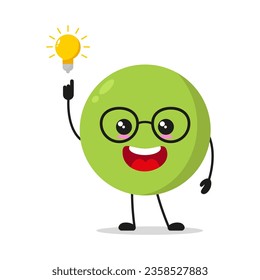 Cute smart peas character. Funny vegetable got inspiration idea cartoon emoticon in flat style. bean emoji vector illustration