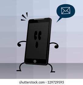 Cute Smart Phone Character receiving sms message
