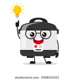 Cute smart rice cooker character. Funny home appliance got inspiration idea cartoon emoticon in flat style. closet vector illustration