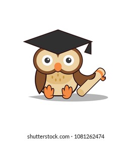 Cute Smart Scholar Owl Holding Scroll Stock Vector (Royalty Free ...