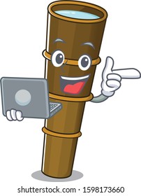 Cute and smart telescope Scroll working with laptop