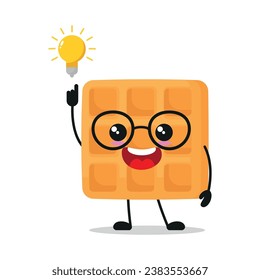 Cute smart waffle cartoon. Funny bag got inspiration idea cartoon emoticon in flat style. closet vector illustration