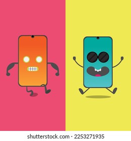 Cute smart phone Charakter Vektorgrafik.