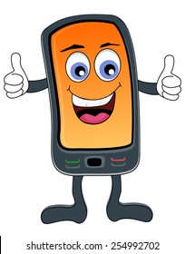 Cute Smartphone Illustration Smiling Face Cartoon Stock Illustration ...