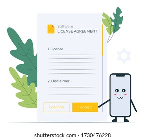 Cute Smartphone Mascot with Business Illustration Concept