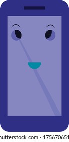Cute Smartphones with sms messages. Kawaii mobiles in blue and pink colors. Mobile chat, online message, love sms. Valentine's day concept. Vector illustration.