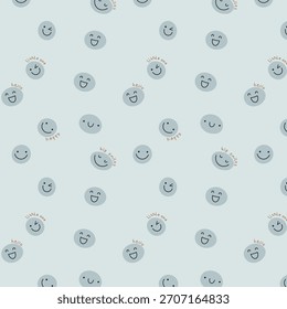 Cute Smile all over pattern for kidswear vector
