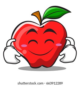 Cute smile apple cartoon character design vector art