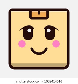 cute smile box emoticon isolated on white background. vector kawaii cartoon character design.