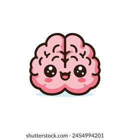 cute smile brain character cartoon kawaii vector illustration template design