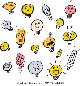 Cute smile bulb hand drawn doodle illustration
