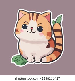 Cute and smile cat doodle vector. Adorable cat and fluffy kitten character design and different poses Design illustration for sticker, comic, print.