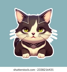 Cute and smile cat doodle vector. Adorable cat and fluffy kitten character design and different poses Design illustration for sticker, comic, print.