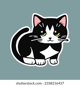 Cute and smile cat doodle vector. Adorable cat and fluffy kitten character design and different poses Design illustration for sticker, comic, print.