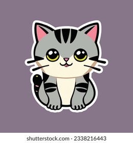 Cute and smile cat doodle vector. Adorable cat and fluffy kitten character design and different poses Design illustration for sticker, comic, print.