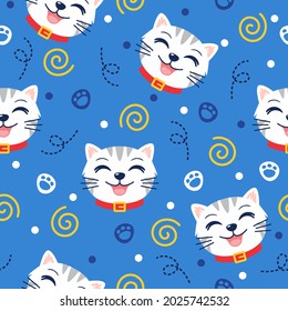 Cute smile cat pattern illustration design