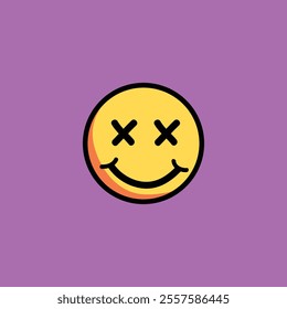 Cute Smile Character Logo Vector Cartoon Illustration	