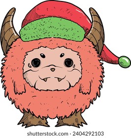 Cute Smile Christmas Yeti Vector Set