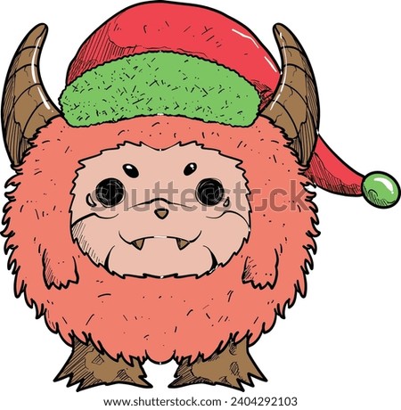 Cute Smile Christmas Yeti Vector Set