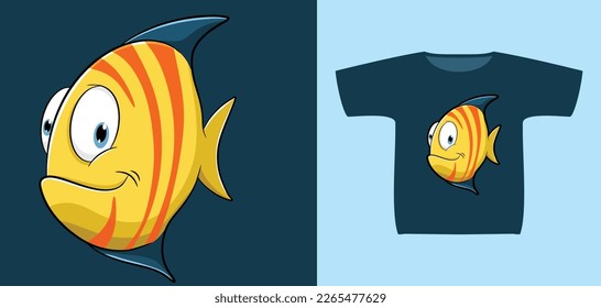 cute smile coral fish for t shirt design