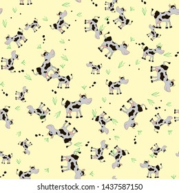 Cute smile cows seamless pattern,cartoon illustration eps10