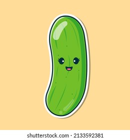 Cute Smile Cucumber, Cartoon Illustration