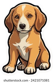 Cute and smile dog heads doodle vector set. Comic happy dog faces character design of corgi, beagle, poodle with flat color isolated on white background. Design illustration for sticker, comic, print.