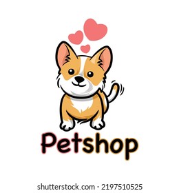 Cute smile Dog vector logo design template.