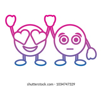 cute   smile emoticons in love and surprised character