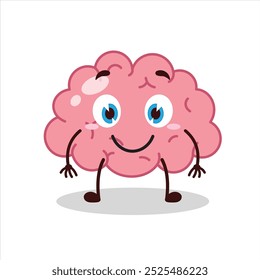 Cute smile expression of brain cartoon character