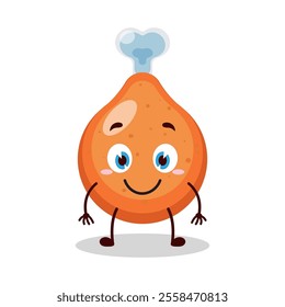 cute smile expression of chicken drumstick cartoon character

