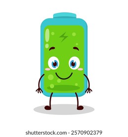 cute smile expression of full battery cartoon character
