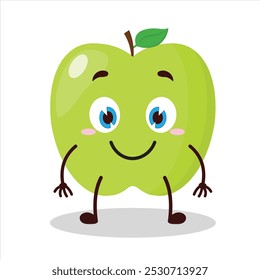 expressão de sorriso bonito de personagem de desenho animado de maçã verde