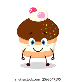 cute smile expression of muffin character
