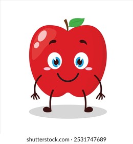 cute smile expression of red apple cartoon character