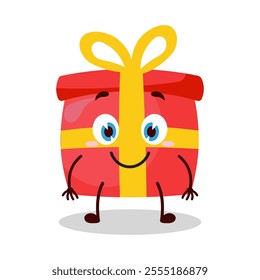 cute smile expression of red gift box cartoon character