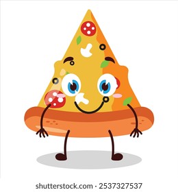 cute smile expression of slice of pizza character