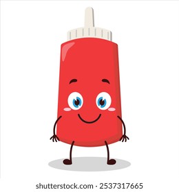 cute smile expression of tomato sauce bottle character