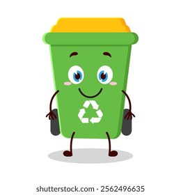 cute smile expression of trash bin cartoon character
