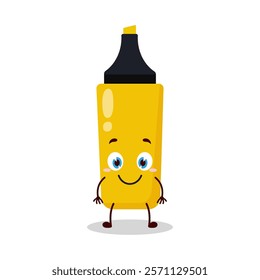 cute smile expression of yellow highlighter cartoon character
